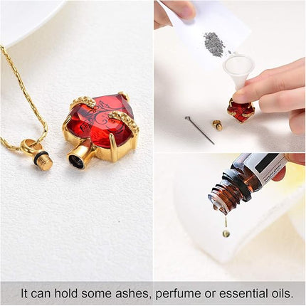 constantlife Crystal Heart Shape Cremation Jewelry Memorial Urn Necklace for Ashes, Stainless Steel Ash Holder Pendant Keepsake with Gift Box Charms Accessories for Women