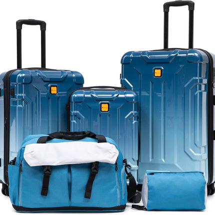 Rosamo 5 Piece Hardshell Suitcase Set, 20/24/28" Expandable Luggage Set with Matching Travel Bags, 22x14x9 Airline Approved Carry On, TSA Lock, Spinner Wheels, ABS+PC (Blue)