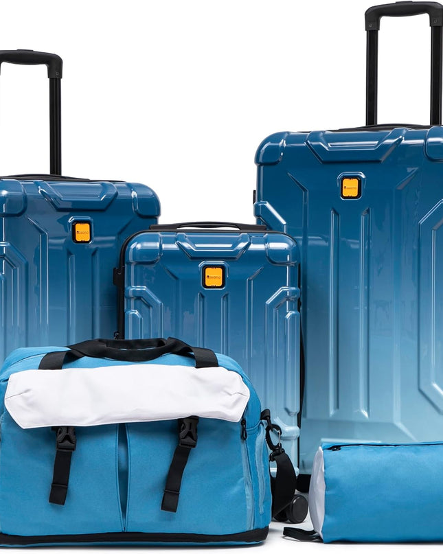 Rosamo 5 Piece Hardshell Suitcase Set, 20/24/28" Expandable Luggage Set with Matching Travel Bags, 22x14x9 Airline Approved Carry On, TSA Lock, Spinner Wheels, ABS+PC (Blue)