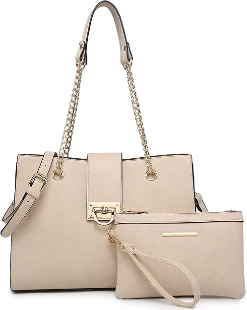 Dasein Leather Handbag Tote Hobo Bag for Women Shoulder Purse Top Handle Satchel Bag with Matching Clutch