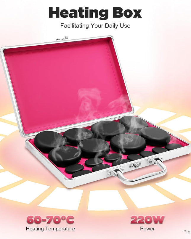 16Pcs Basalt Hot Stones Set Hot Rocks Massage Stones Kit with Heater Box for Body Massage (Include Hot Stone)