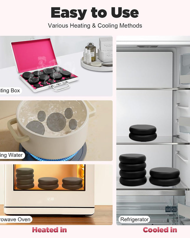 16Pcs Basalt Hot Stones Set Hot Rocks Massage Stones Kit with Heater Box for Body Massage (Include Hot Stone)