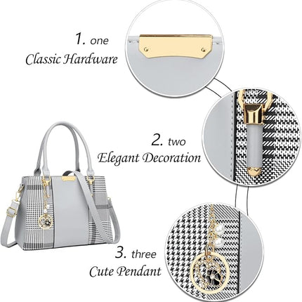 KKXIU 3 Zippered Compartments Purses and Handbags for Women Top Handle Satchel Shoulder Ladies Bags