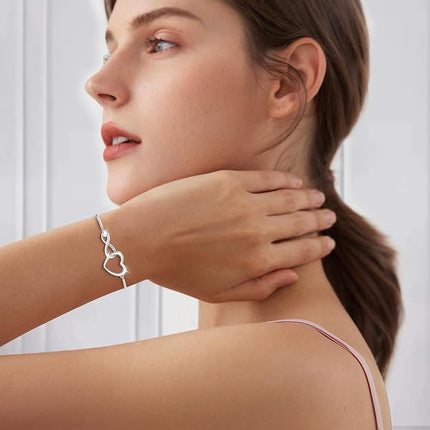 Infinity Heart Bracelets for Women with 5A Cubic Zirconia, 925 Silver Bracelets for Women Adjustable Womens Bracelet Jewelry for Wife Girlfriend Her