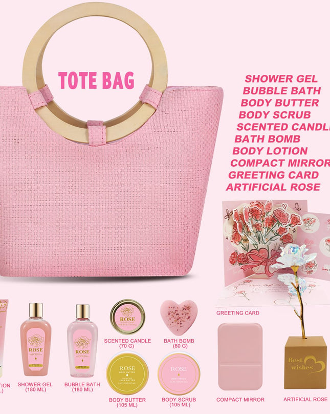Spa Luxetique Gift Baskets for Women, Mothers Day Gifts for Mom, 11pcs Rose Sets, Relaxing Bath Sets for Women, Christmas Gifts for Her
