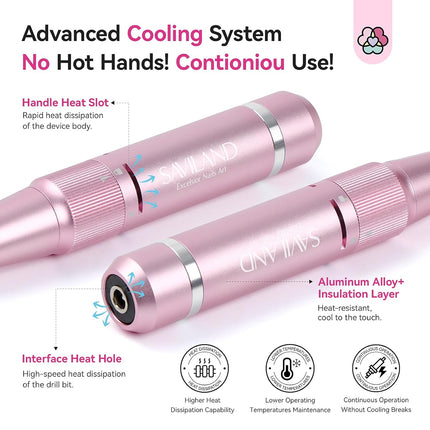 SAVILAND Professional Nail Drill 40000 RPM: Portable Diamond Nail Drill Kit Rechargeable 4000 mAh Electric Nail File for Thick Acrylic Nails with Ceramic Nail D rill Bits Sanding Bands Nail Tech Salon