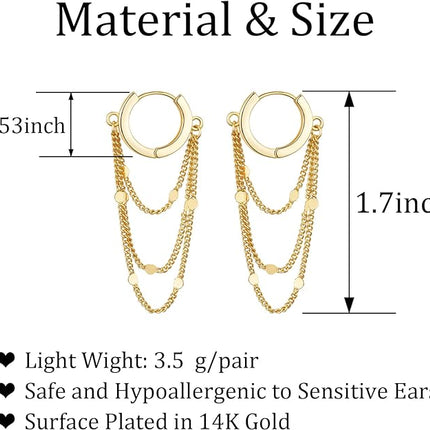Ritach Trendy Gold Huggie Hoop Earrings for Women Shiny 925 Sterling Silver Disco Ball Cute Chain Hoop Drop Earrings for Teen Girls
