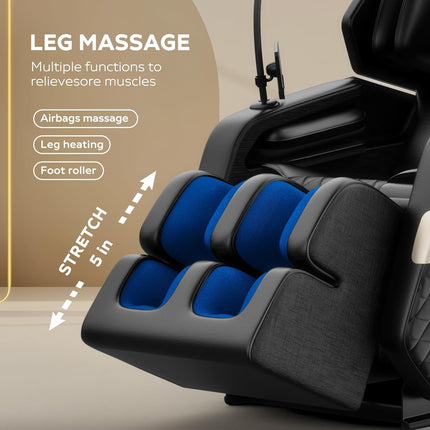 Massage Chair Full Body, Zero Gravity Massage Recliner Chair with Foot Shiatsu & Back Heating, 6 Fix Point Rollers, 5 Auto Modes, Airbags, Touch Screen, Deep Yoga Stretch for Home and Office