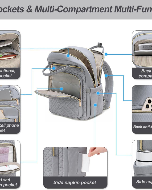 Laptop Backpack for Women,15.6 Inch Laptop Backpack for Work, Water Resistant Travel Backpack ,College Bookbag with Wallet