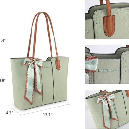 Montana West Tote Bags for Women Medium Top Handle Handbags with Scarf