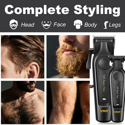 VGR Professional Hair Clippers for Men - Cordless Barber Clippers & Zero Gapped Trimmer Set, 7000RPM High Power Hair Cutting Kit with Ceramic Blade, USB-C Rechargeable Grooming Tools for Fade V197&995