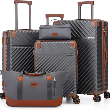Cosbarn Luggage Sets 5 Pcs Suitcases with Wheels, 20"/24"/28",Gray