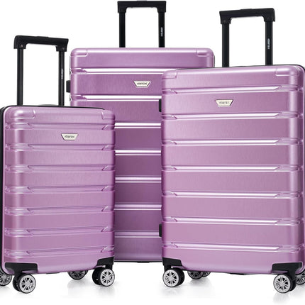 Merax Luggage Set 3 Piece, Hard Shell PC+ABS Lightweight Suitcase Set with Spinner Wheels, Travel Luggage for Women Men (Purple)