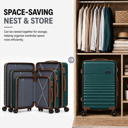 CONCEPTEN Luggage Sets 5 Piece, ABS+PC Hardshell Suitcases with Wheels