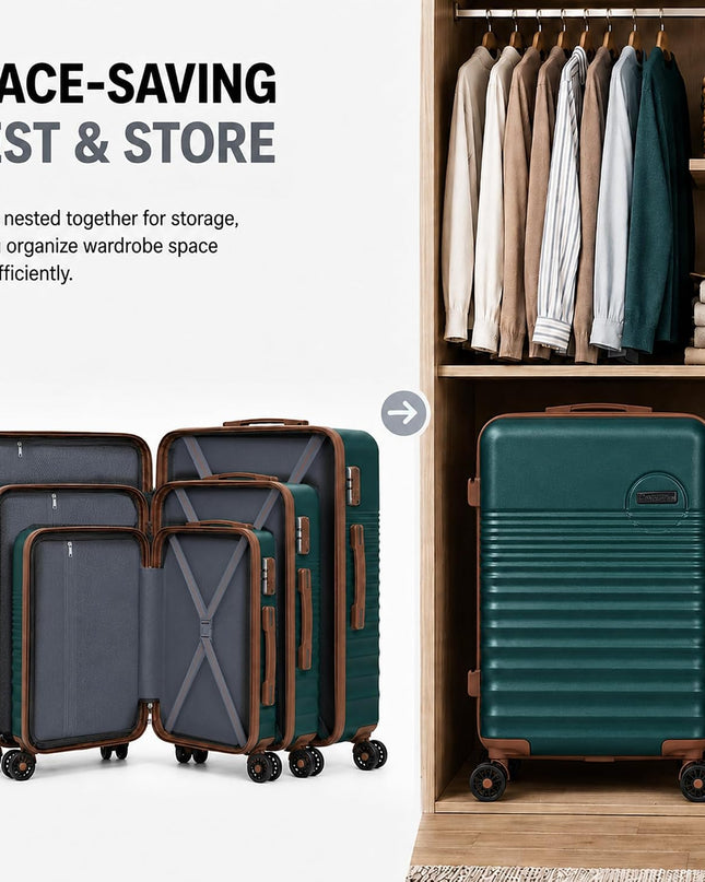 CONCEPTEN Luggage Sets 5 Piece, ABS+PC Hardshell Suitcases with Wheels