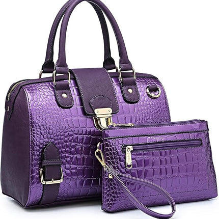 Dasein Women Barrel Handbags Purses Fashion Satchel Bags Top Handle Shoulder Bags Vegan Leather Work Bag