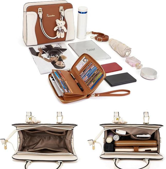 Soperwillton Purses for Women Shoulder Handbags Satchel Bag Wallet Set 3pcs