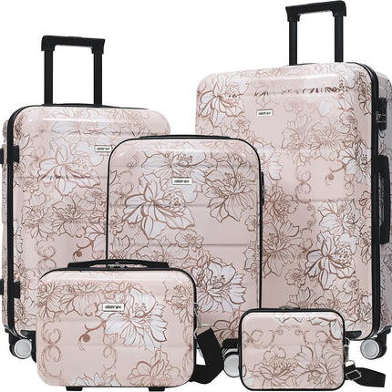 Merax 5 Piece Luggage Set with Spinner Wheels, Light Suitcase 8/14/20/24/28