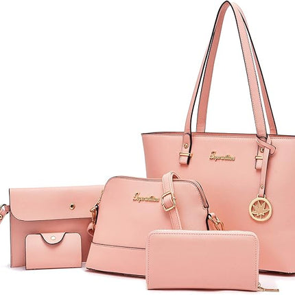 Soperwillton Handbag for Women Wallet Tote Bag Shoulder Bags Top Handle Satchel 5pcs Purse Set
