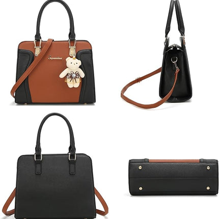Soperwillton Women's Fashion Handbags Tote Bags Shoulder Bag Top Handle Satchel Purse Set 4pcs