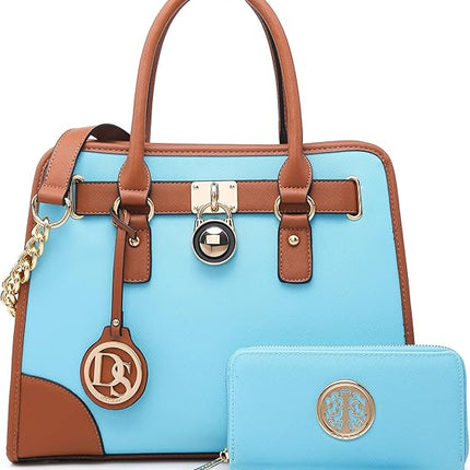 Dasein Women Handbags Top Handle Satchel Purse Shoulder Bag Hobo Bag Work Bag Set 2pcs