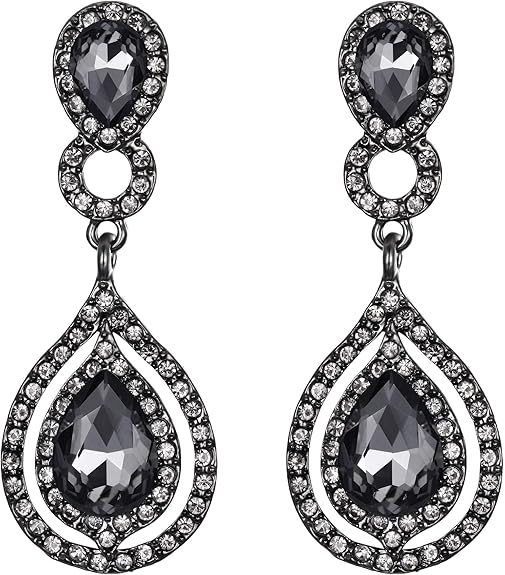 BriLove Women's Wedding Bridal Crystal Teardrop Infinity Chandelier Dangle Earrings