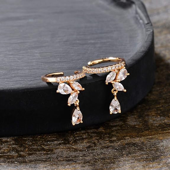 Dainty Hoop Ear Cuff 14K Gold Plated Cross Stripe Open Wrap Hoop Cubic Zirconia Huggie Clip-on Cartilage Earrings Stud for Women