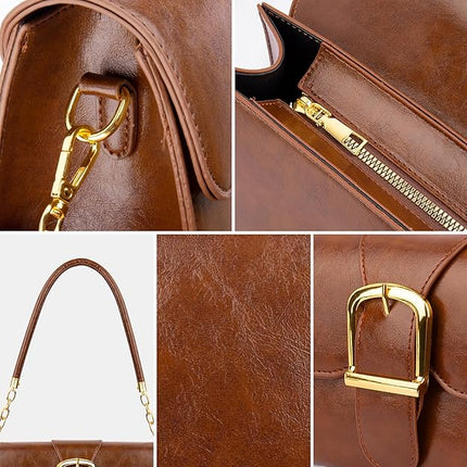 Shoulder Bag for Women, Cute PU Leather Small Purse Handbags, Retro Classic Tote Purses for Women with Removable Strap