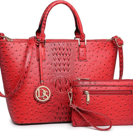 Dasein Women Satchel Purse Handbag Shoulder Bag Work Tote Bag with Matching Clutch