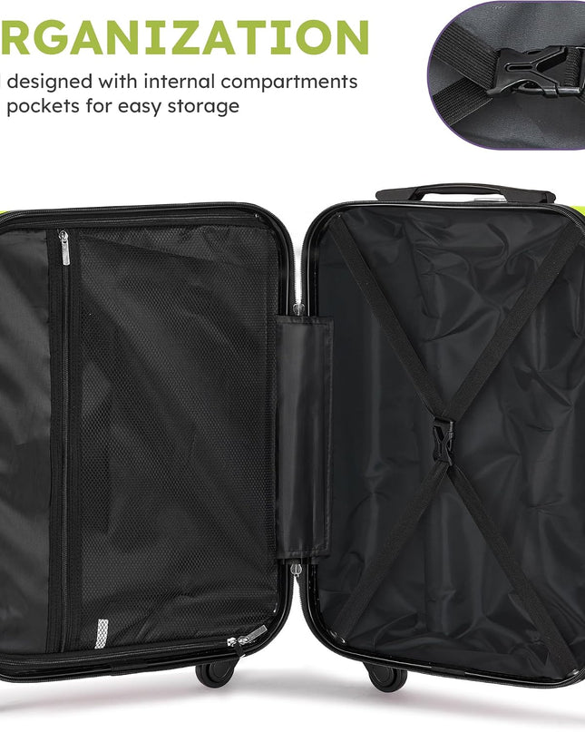 4 Piece Luggage Sets, Hard Shell Suitcase Set with Spinner Wheels 16 20 24 28inch Travel Sets(Green)