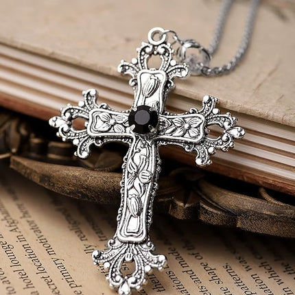 Sacina Gothic Cross Necklace, Gothic Necklace, Goth Necklaces, Y2k Necklaces, Vintage Necklace, Cross Necklace for Women, Halloween Necklace, Christmas New Year Jewelry Gift for Women