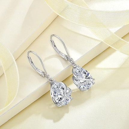 Teardrop Jewelry Set for Women 925 Sterling Silver April Birthstone Necklace and Earrings Set Cubic Zirconia Simulated Diamond Jewelry Gifts for Her