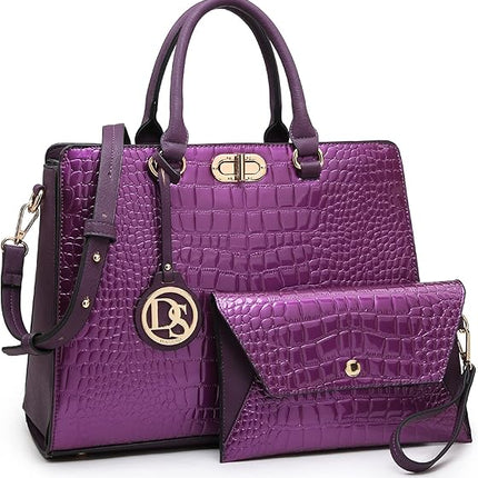 Dasein Women Handbags Purses Ladies Work Purse Satchel Tote Top Handle Shoulder Bags with Matching Clutch