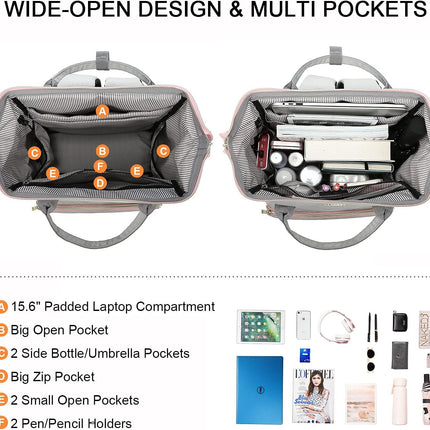 LOVEVOOK Laptop Backpack for Women Fashion Travel Backpack Purse 15.6 Inch Large Capacity Work Backpack Nurse Teacher Bag with USB Port