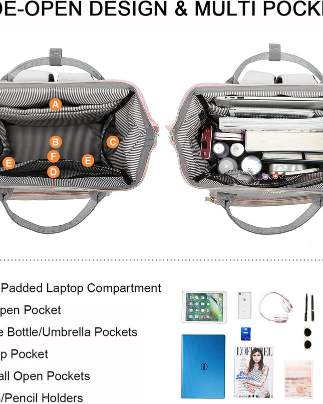 LOVEVOOK Laptop Backpack for Women Fashion Travel Backpack Purse 15.6 Inch Large Capacity Work Backpack Nurse Teacher Bag with USB Port