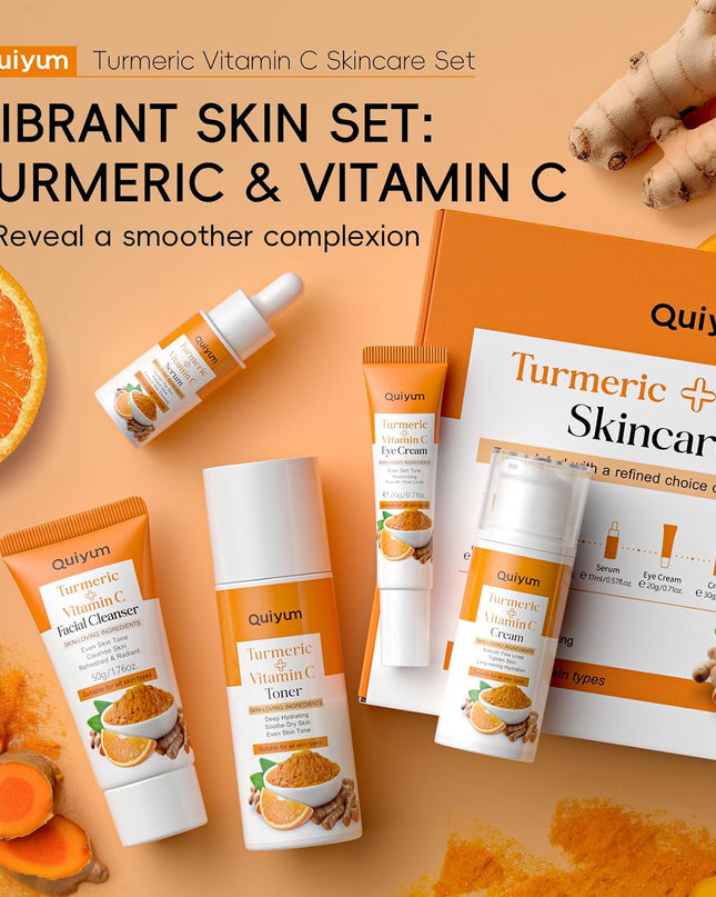 Turmeric Vitamin C Skin Care Set, 5PCS Beauty Routine for Women