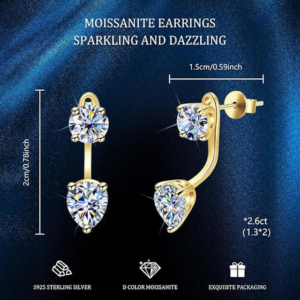 2.6Ct Moissanite Earring Jacket for Studs Drop Diamond Earrings for Women
