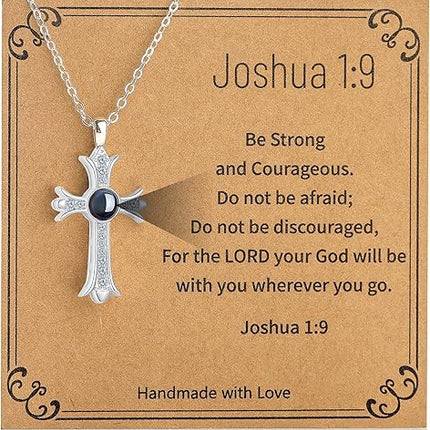 Cross Necklace for Women, Bible Verse Cross Pendant Chain Christian Religious Jewelry Gift
