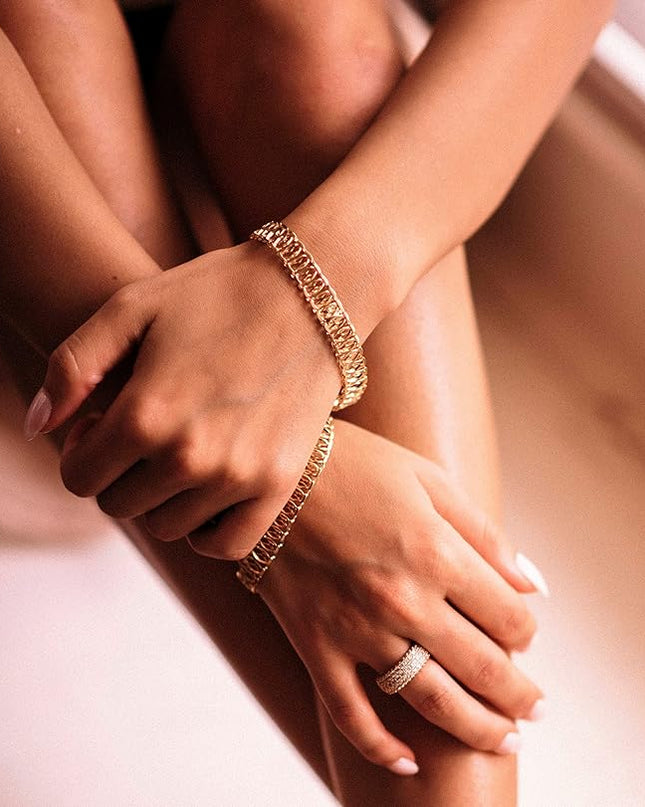 Barzel 18K Gold Plated Mesh Bracelet for Women - Made in Brazil