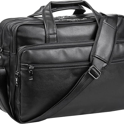 seyfocnia Leather Laptop Bag, Men's 15.6 Inche 17.3 Inche Messenger Briefcase Business Satchel Computer Handbag Shoulder Bag