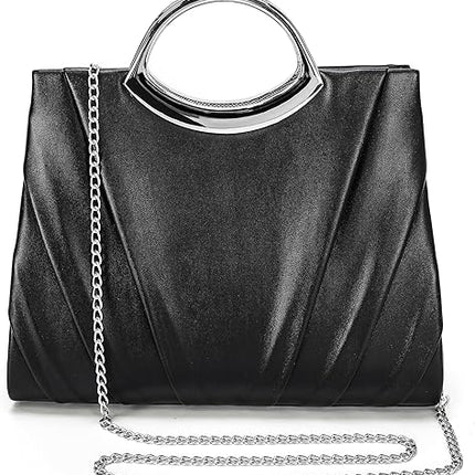 Clutch Purses for Women Formal, Pleated PU Leather Evening Bag, Elegant Evening Handbags for Party, Prom, Wedding