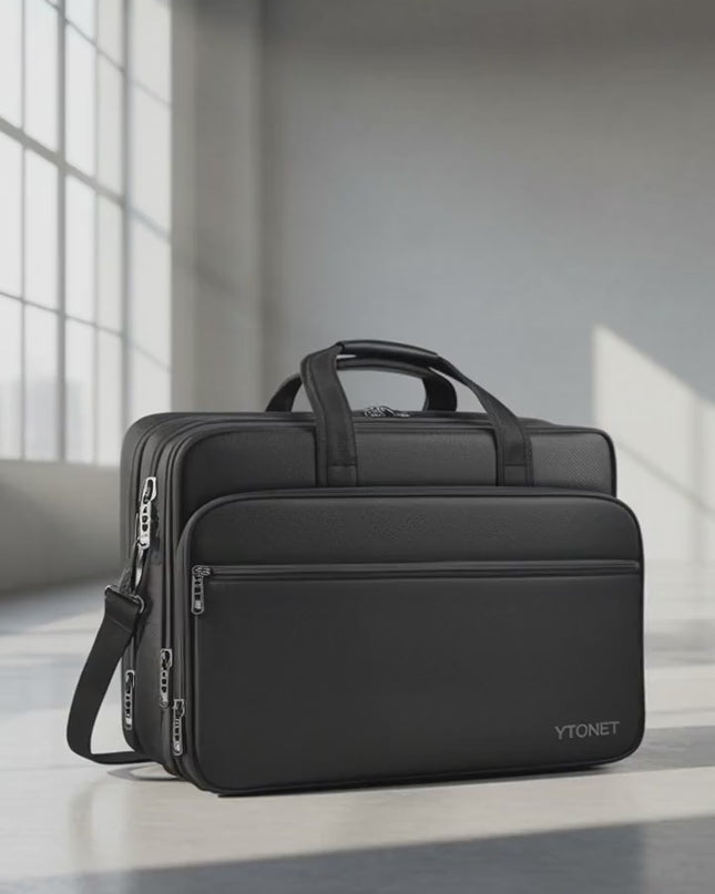 seyfocnia Leather Laptop Bag, Men's 15.6 Inche 17.3 Inche Messenger Briefcase Business Satchel Computer Handbag Shoulder Bag
