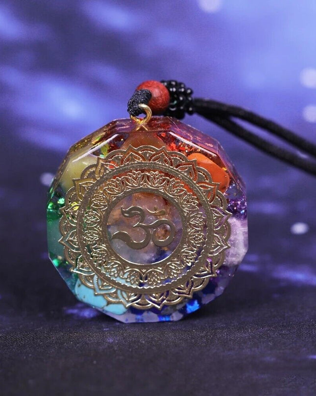 Natural Crystal Orgonite Pendant 7 Chakra Healing Talisman Women Men Necklace