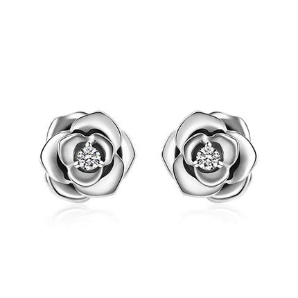 Sterling Silver Stone Flower Stud Earrings Jewelry For Women