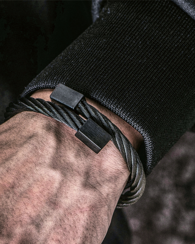 Luxury Stainless Steel Bangle Men Bracelet Titanium Adjustable Cuff