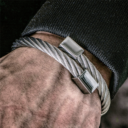 Luxury Stainless Steel Bangle Men Bracelet Titanium Adjustable Cuff