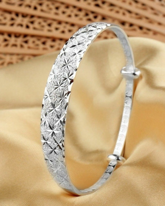 925 Sterling Silver Women New Fashion Charm Wristband Bracelet Bangle Cuff