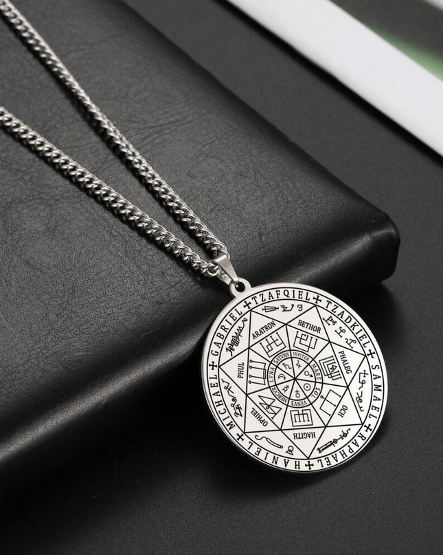 Seal of Solomon Seven Archangel Necklace Stainless Steel Saint Michael Jewelry