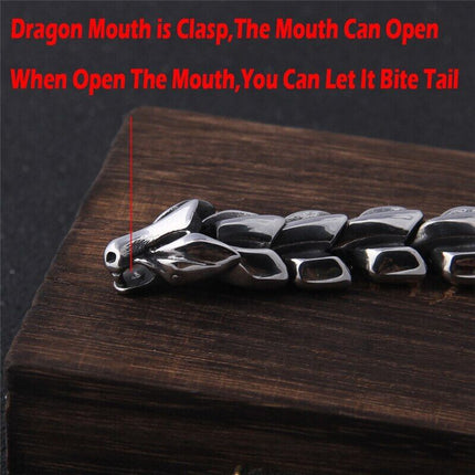 Ouroboros Dragon Head Bracelet Men Punk Stainless Steel Wristband Vikings Bangle