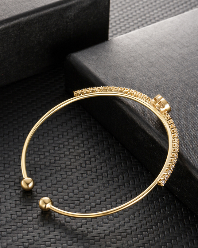 Fashion Girls Heart Bangle Bracelet With White Stones Jewelry